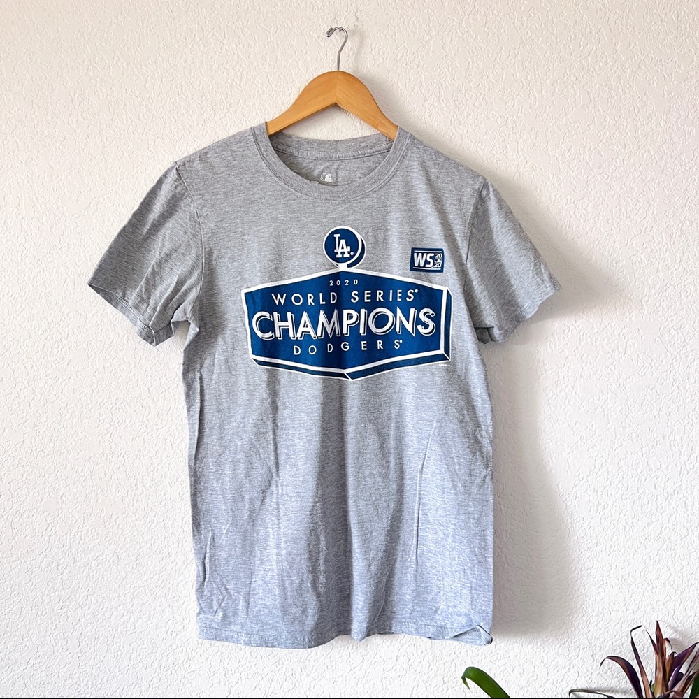 Dodgers Fanatics Gray World Champion Short Sleeve Tee Size Small